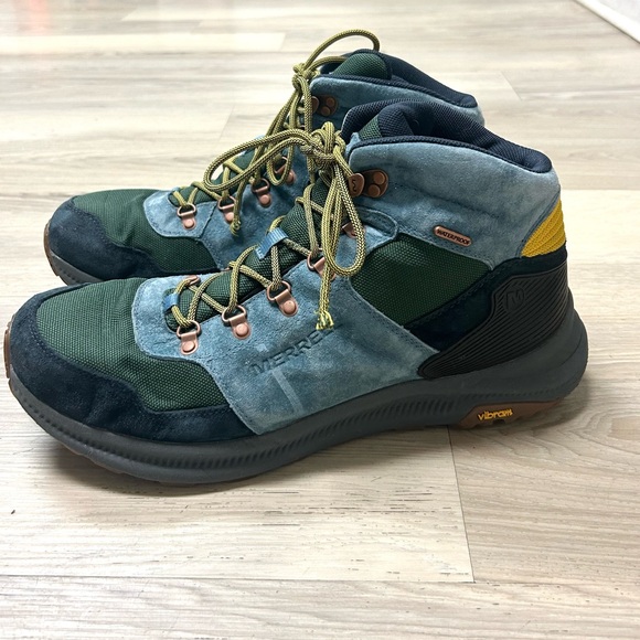 Merrell Boots Men Sz 15 Ontario Mid See America Hiking Shoes Blue Waterproof - Picture 2 of 16